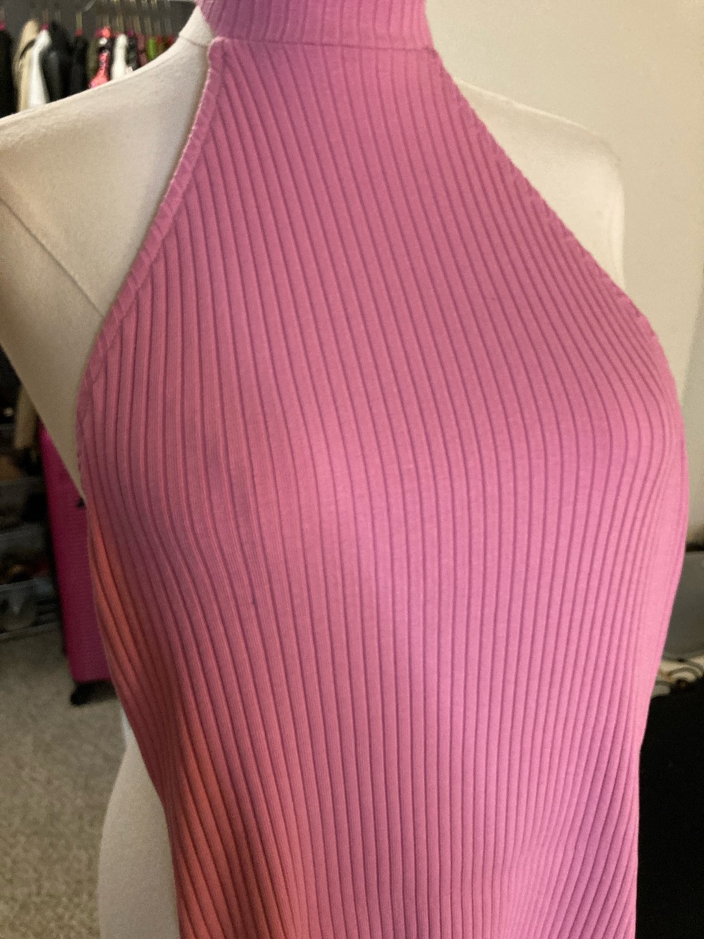 Zara Pink Ribbed Halter Mini Dress - Picture 3 of 6